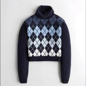 Hollister Argyle Turtleneck Sweater NWT